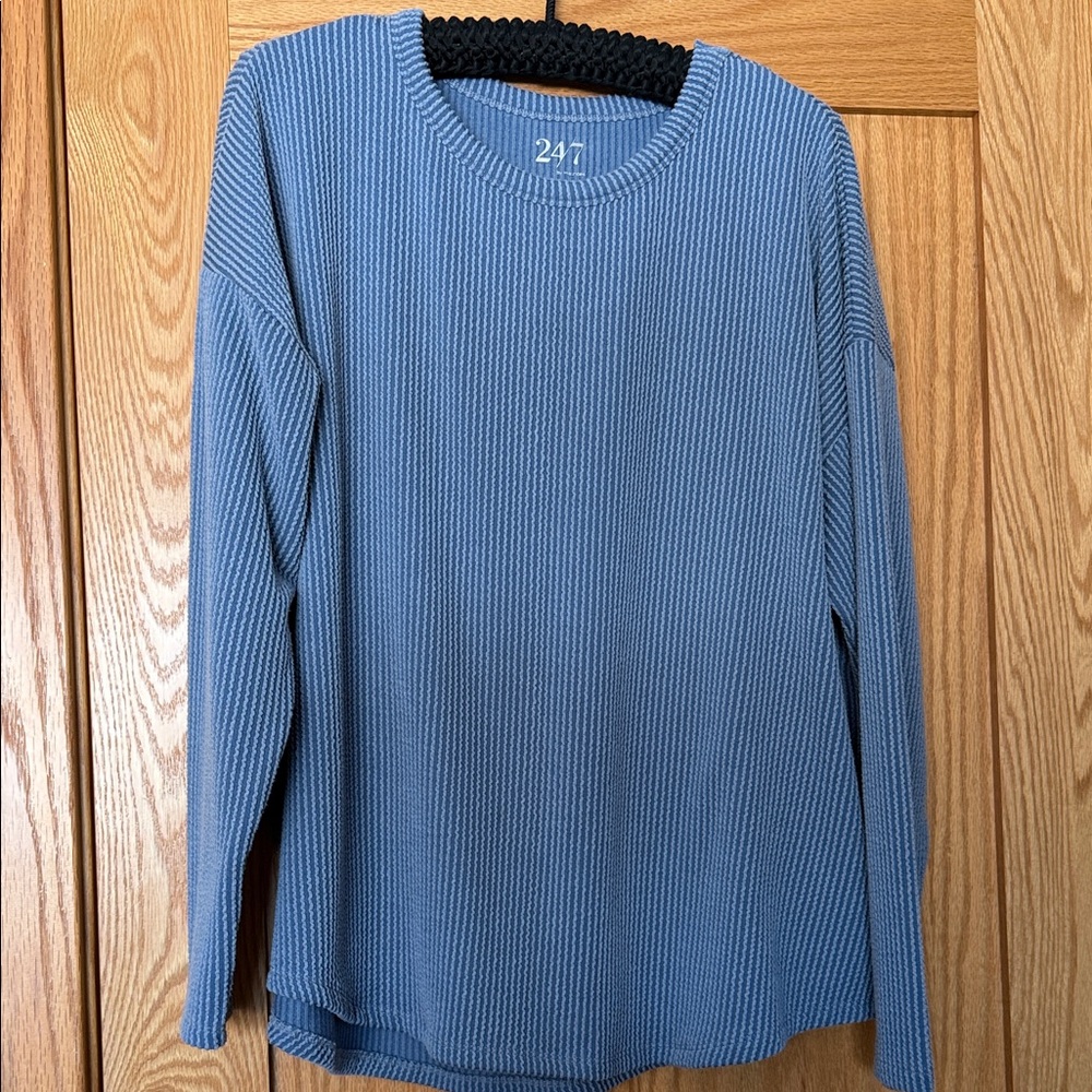 Maurices Sky Blue Ribbed Sweatshirt